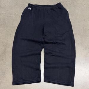 Vintage Russell Athletic Sweatpants Mens Medium Black Baggy Wide Leg Blank Y2K